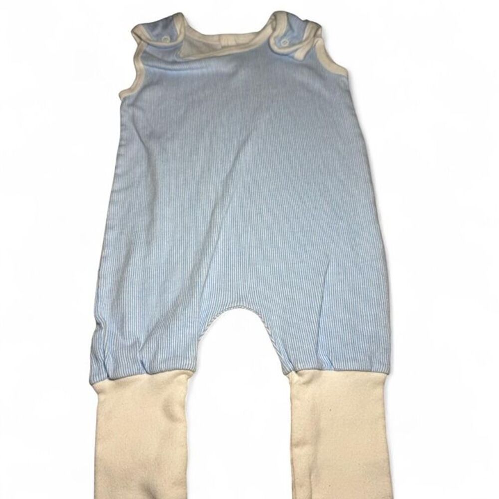 VTG Gerber Newborn Boys Blue White Striped One Piece Cotton Kidcore Nautical